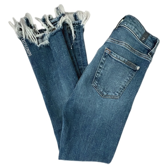 For All Mankind Womens Jeans High Waist Slim Kick Distressed